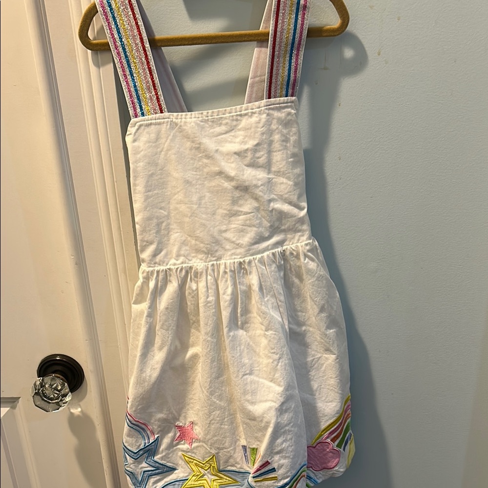 White Kids Dress with Rainbow Straps and details